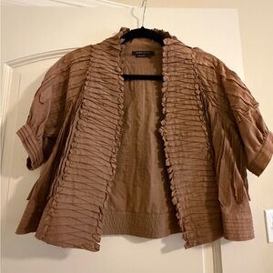 BCBGMaxAzria Tan Ruffled Jacket